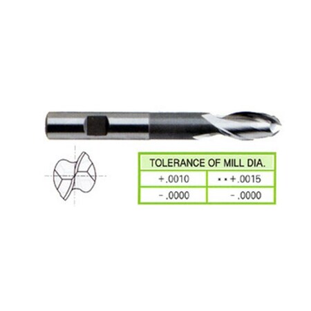 2 Flute Extended Length Se Ball Nose Tin Coated Hss